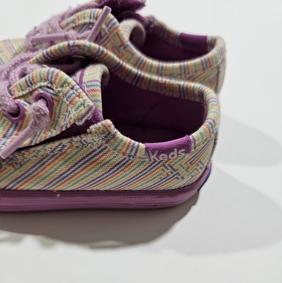 Keds Infant Kickstart Baby Girl Purple Colorful Stripe Sneakers Size 5 M - Picture 6 of 9